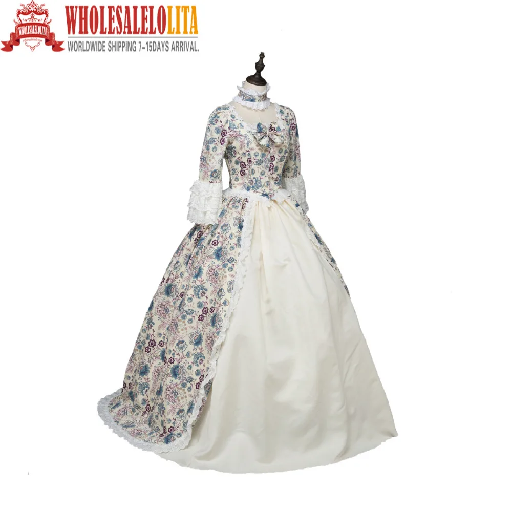 Top Sale Print Marie Antoinette Renaissance Dress Christmas Ball Gown Reenactment Theatre Party Costumes
