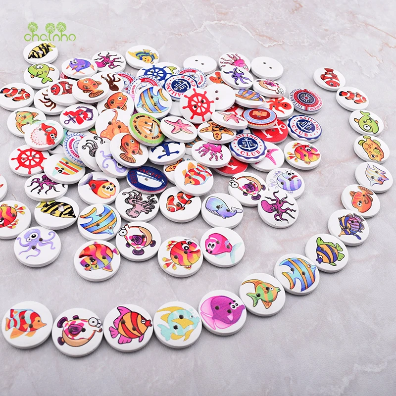 

Chainho,Mix 2 Holes Ocean Series,Wooden Button Of DIY Scrapbooking Patchwork Sewing/Decorative Crafts&Home Decoration,50pcs/pack