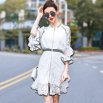 

WQJGR Dress Summer Women 2020 New White And Black Strapless Fashion Knee-Length Fish Tail Dress Women