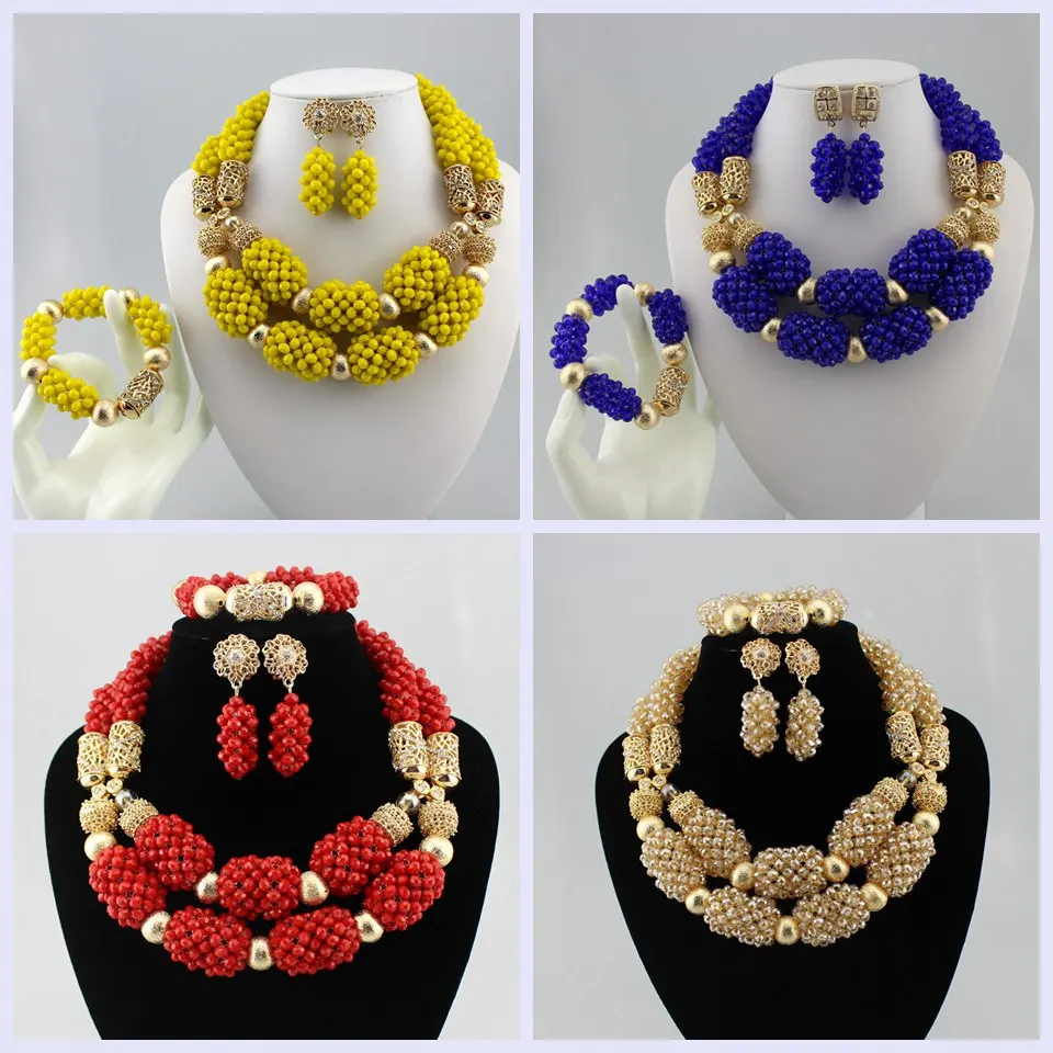 

High Quality Tribal Nigerian African Stones Beads Decor For Women Wedding Party Bridal Neck Decoration 4 Colours available CK94