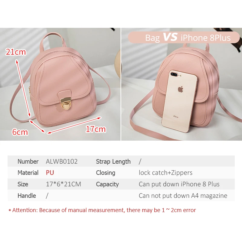 Korean Style Girls' Backpack Fashion Multi-Function Small Back pack Women Shoulder Hand bags Female Bagpack School Bag Pack