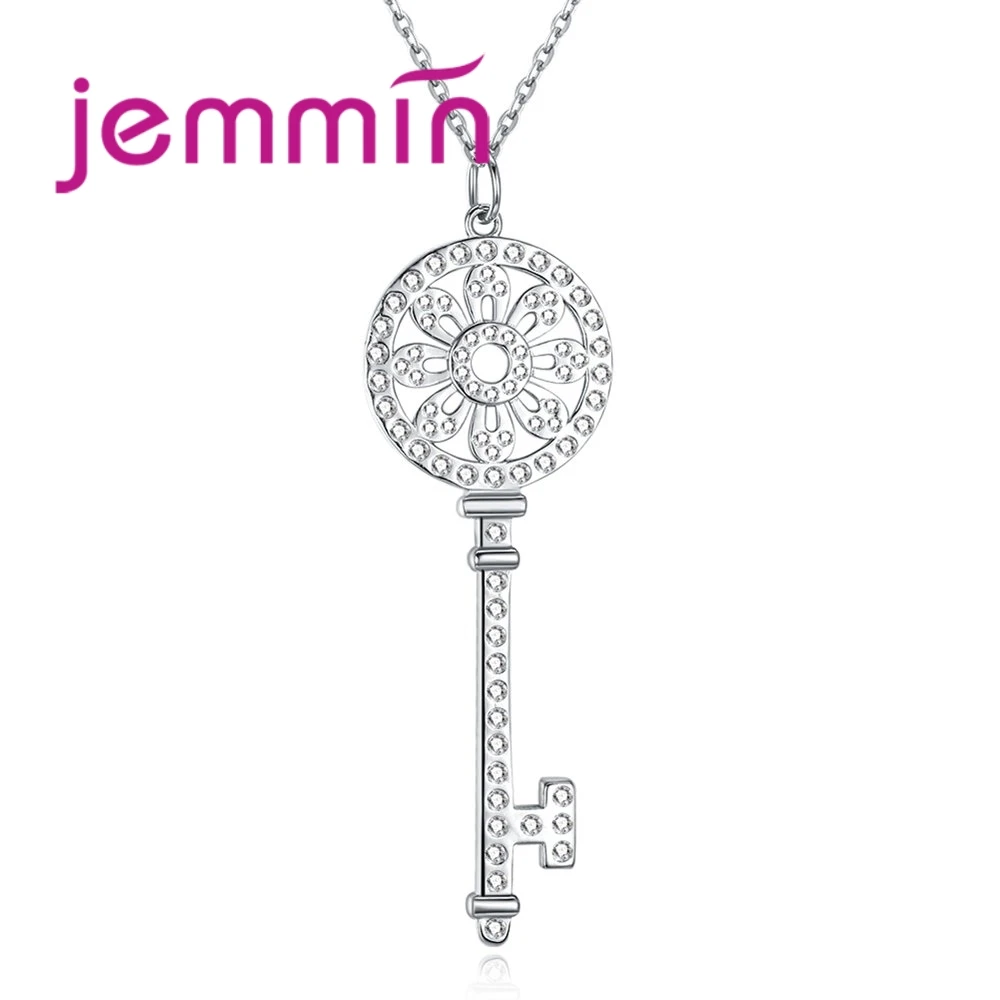 

JEMMIN 925 Sterling Silve Luxury Women Valentine's Gift Key-Shaped Pendant Necklace Women Anniversary Party Romantic Jewelry