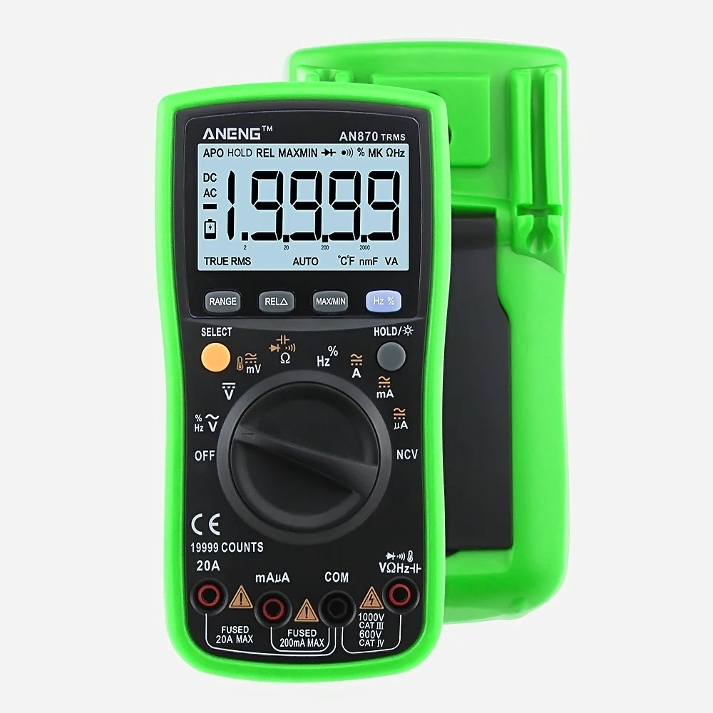 ANENG AN870 Digital Multimeter 19999 Counts profissional transistor electrical tester 600v multi volt esr meter lead set
