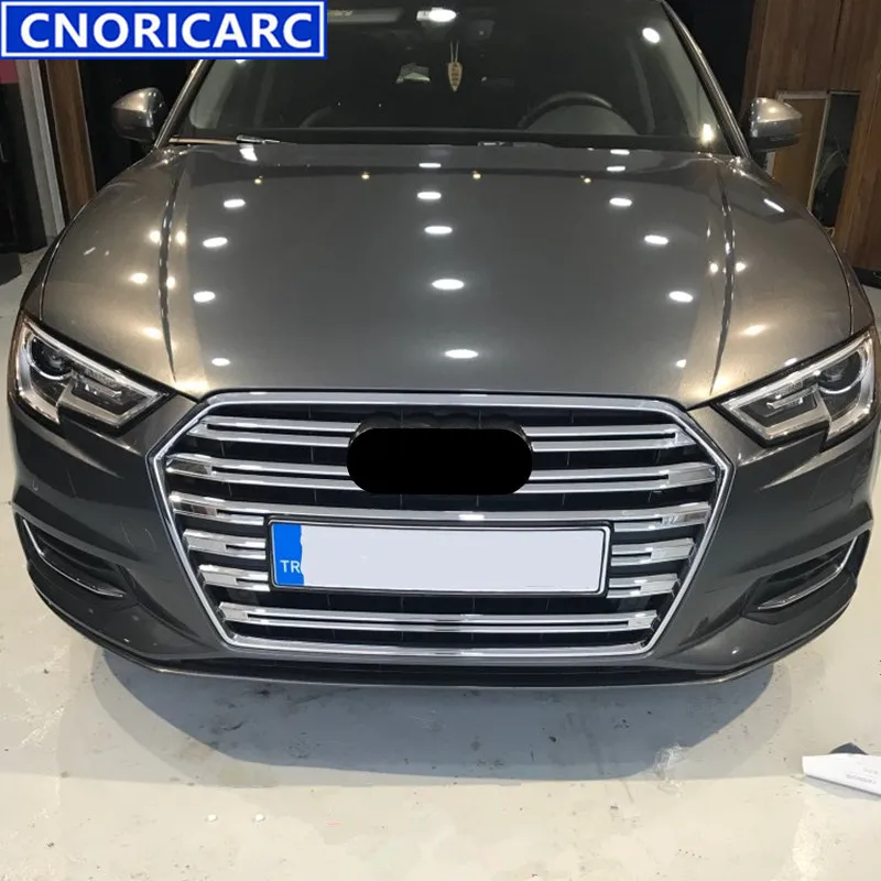

CNORICARC Chrome ABS Car Front Air Grille Trim Strips For 2017 Audi A3 Auto Bumper Decorative Sequins Sticker