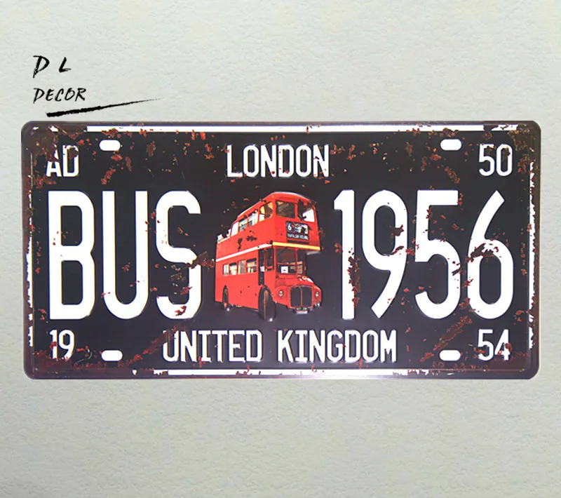 Dl London United Kingdom Bus 1956 License Plate Home Decor Sign Iron Painting Sign Plate Paintings Home Decorhome Decor Aliexpress