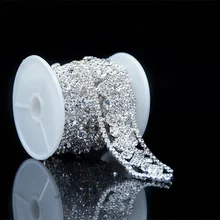 1 ярд 25 мм прозрачный горный хрусталь декоративное шитье аппликационный костюм Серебряная цепочка свадьба