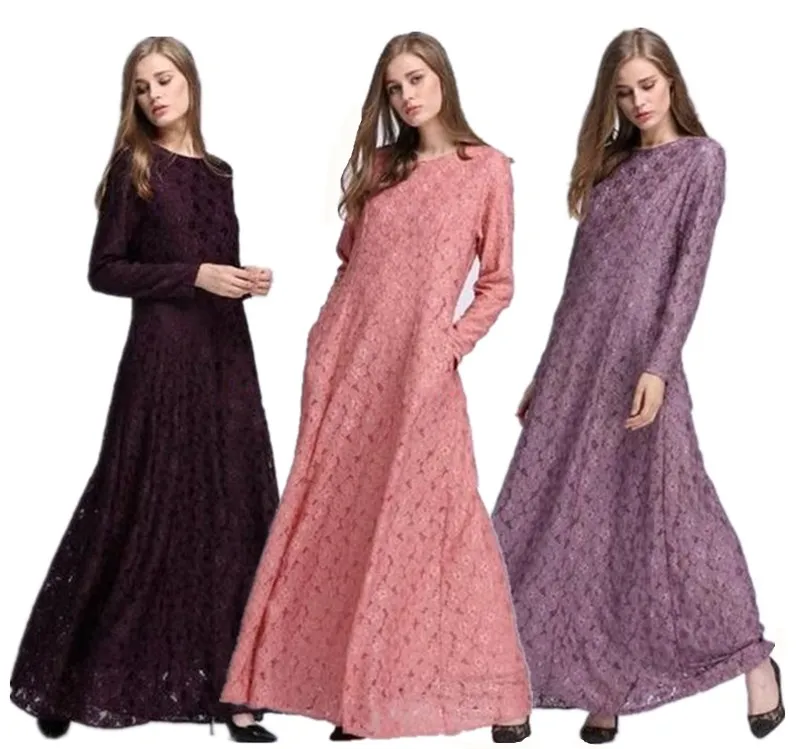 

women muslim dress robe musulmane Dubai Turkish Ladies Clothing Women Arab Ladies Caftan Kaftan Lace Malaysia Abayas 3color