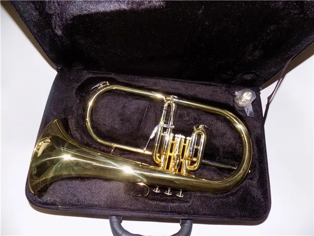 Cheap Bb Flugelhorn Monel Piston with case EMS free shipping Musical instruments Shipping time 8-13days