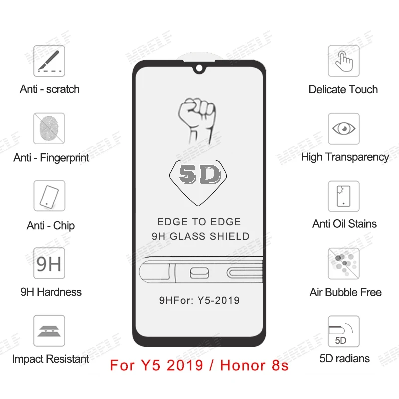 5D закаленное стекло для huawei P Smart Plus защита экрана на P Smart Z стекло для huawei Y5 Y7 Y9 Y6 Prime Pro стекло