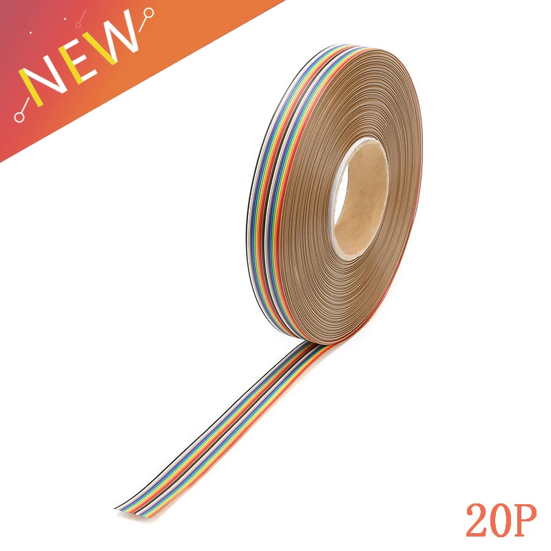 

1M 1.27mm 20P DuPont Cable Rainbow Flat Line Support Wire Soldered Cable Connector Wire