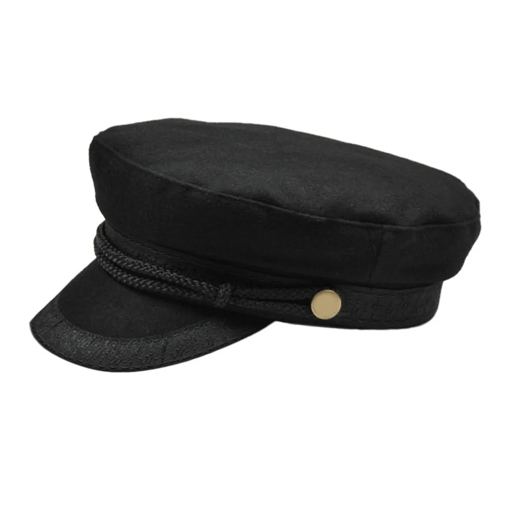 

Women Military Beret Hats Sailor Caps Flat Bone Casquette Militaire Stylish Embroidery Lace Decoration Captain Cotton Naval Caps