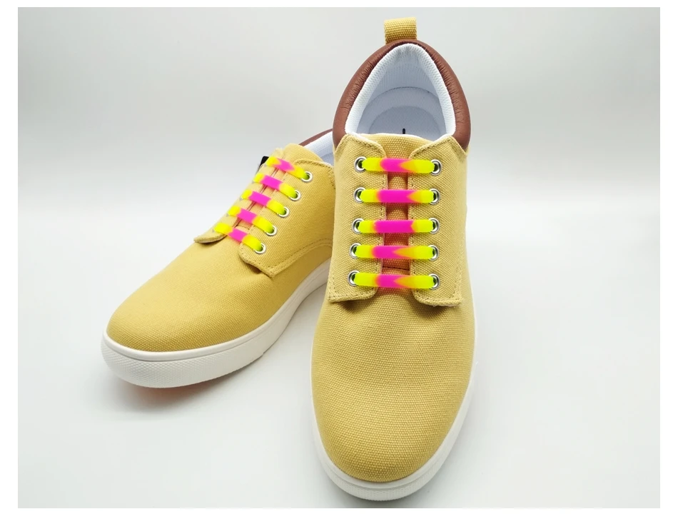 12 шт./лот разноцветные не стягивающиеся силиконовые шнурки для ленивых шнурков N014