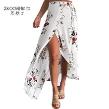 Асимметричные богемные пляжные юбки в стиле бохо женские шикарные шифоновые летние винтажные Цветочные Печатные Длинные юбки с высокой талией с цветочным принтом шикарные