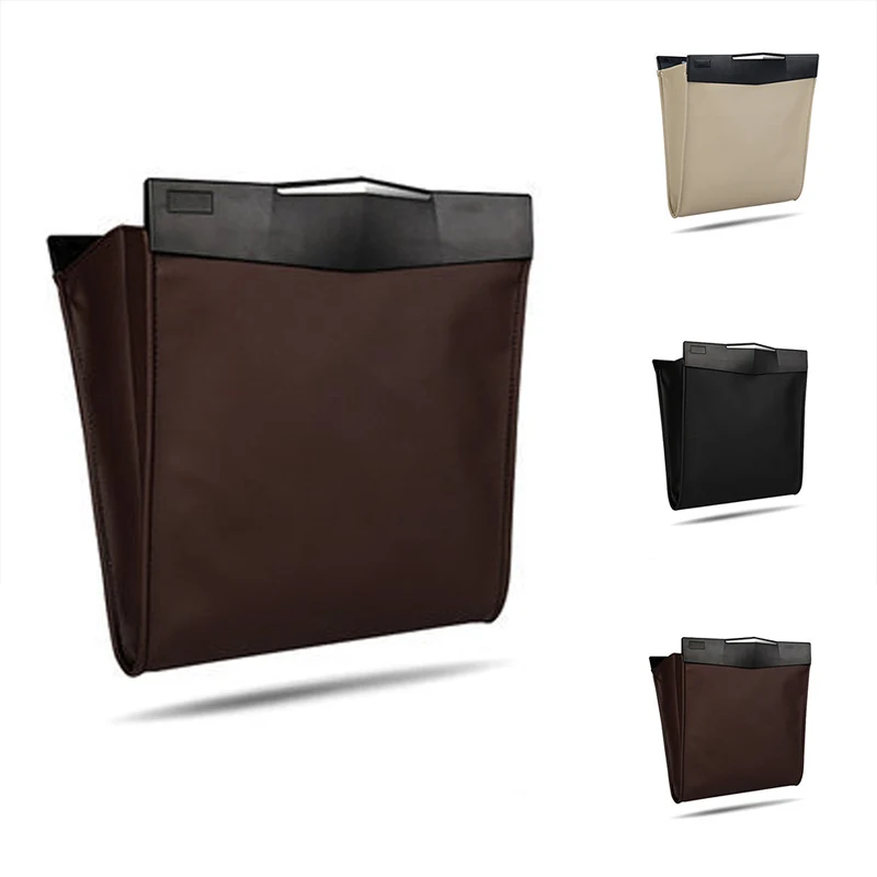 

Garbage Bag Black Beige Brown High Capacity Storage Waterproof Leather Magnetic Seat Back Foldable Garbage Storage Bag