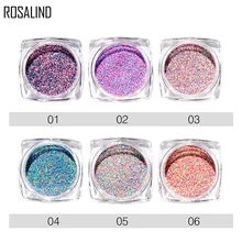 ROSALIND, смешанные цвета, пудра для ногтей, блеск для ногтей, украшение для ногтей, маникюр, женские ногти, сделай сам, украшение, 6 цветов