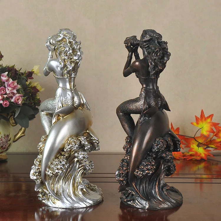  Modern minimalist cartoon mermaid and dolphins living room bedroom children's room ornaments resin  - 32517999406