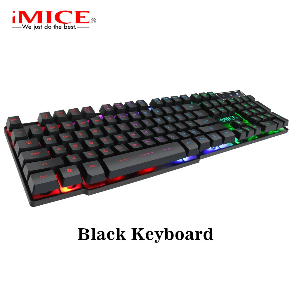 IMice профессиональная Проводная игровая клавиатура, игровые клавиатуры, мышь, комплект, светодиодный, подсветка, USB Проводная клавиатура, мышь, набор для ПК, настольный компьютер - Цвет: AK-600 Black
