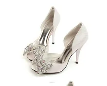 Genuine Leather Crystal Sandals Womens Sexy Platform White Rhinestone Pumps Stiletto Heels Dress Shoes