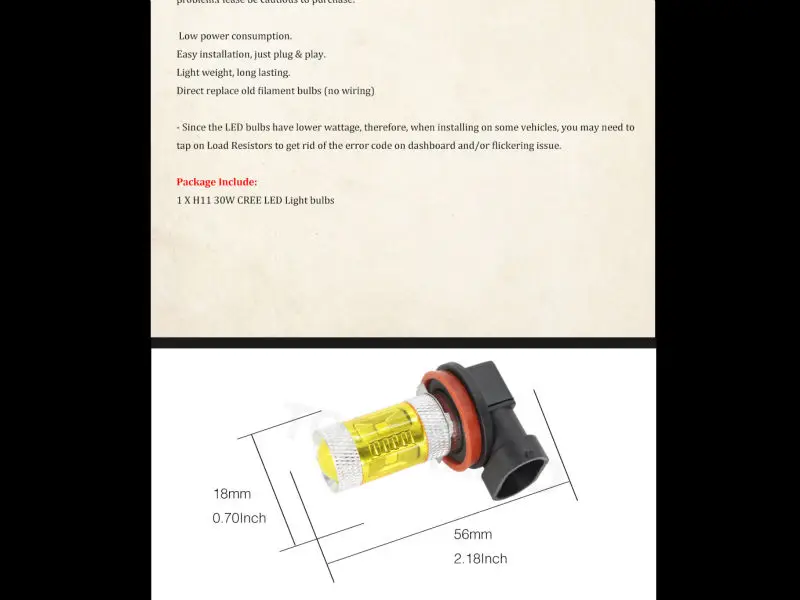 1 шт. H11 Светодиодный автомобильный противотуманный фонарь 30 Вт высокой мощности 4500 к белый желтый автомобильный противотуманный светильник 12 В постоянного тока универсальный