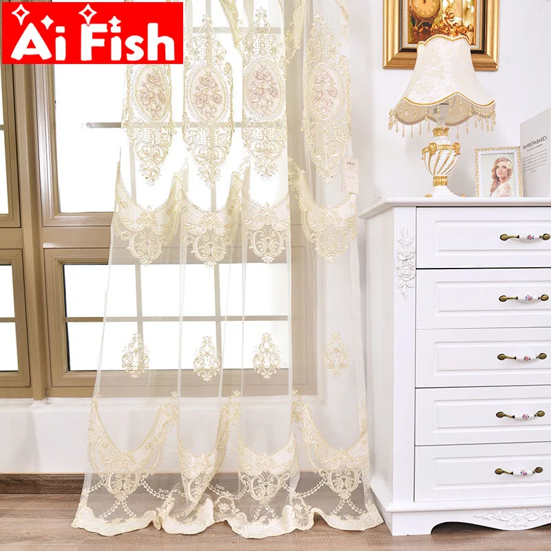 

European Embroidered Screens Curtains Drapes Rideaux Window Lace Curtain Tulle Korean Silk Hollow Stickers Drill Sheer MY133-40