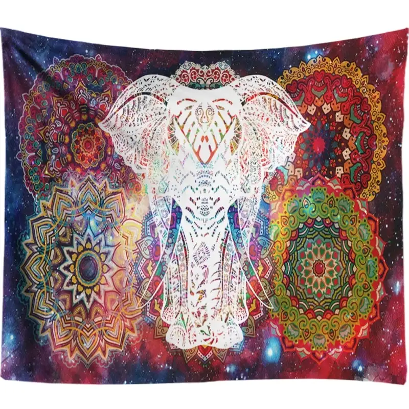 Психоделический слон гобелен настенный Галактический Звездный Мандала хиппи гобелены настенная ткань ретро Бохо домашний Декор 200*300 см - Цвет: cool 1