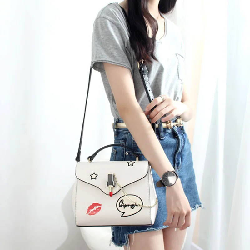 

Female cartoon printing Hand Bag Woman Messenger Bags Lady chain Women Fashion small Leather Shoulder Bag Girl Crossbody Bags