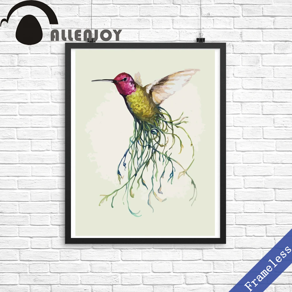 

Unframed Canvas print Hand Painted cartoon watercolor animal Hummingbird poster picture wall art Oil painting decoration decor
