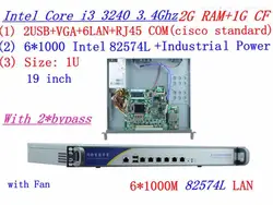 Промышленные 1u сервер брандмауэр маршрутизатор 2 г Оперативная память 1 г cf 2 * обхода с 6*1000 м Intel 82574l Gigabit i3 3240 3.4 ГГц Mikrotik pfsense ROS