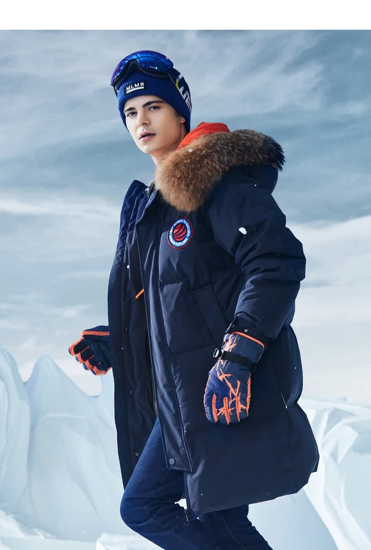 BOSIDENG зимняя куртка на гусином пуху мужская пуховая куртка с натуральным меховым воротником Водонепроницаемая ветровка утепленная теплая верхняя одежда B80142149