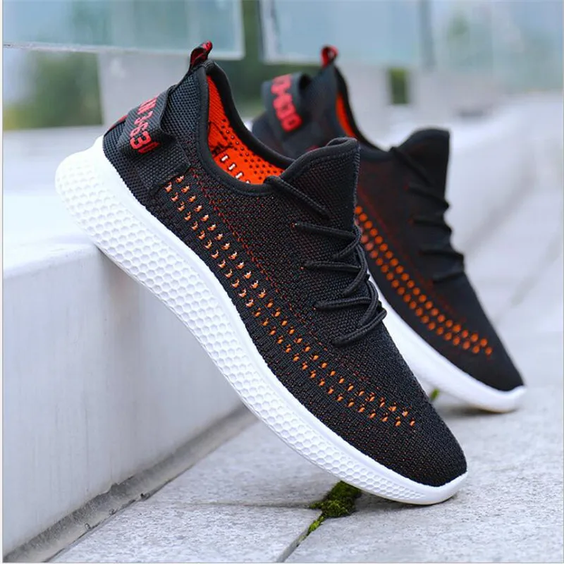 

2019 spring and autumn new breathable comfortable casual shoes fashion men's flying woven shoes with wearable men sneakers