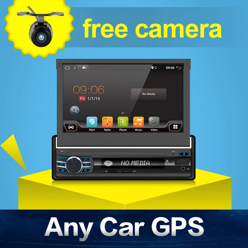 

Bosion Car Stereo audio Radio Bluetooth 1DIN 7" HD Retractable TouchScreen Monitor MP5 Handsfree GPS navigation WIF with 32G ROM