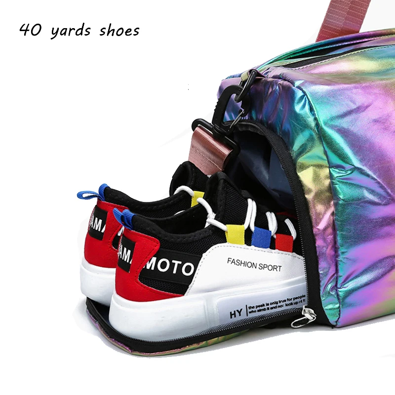 Лазерная спортивная сумка для женщин, фитнес красочные спортивные сумки, Женская стильная сумка для йоги, легкая дорожная сумка, Водонепроницаемая спортивная сумка