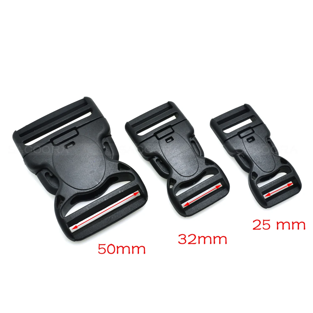 Black plastic Dual Adjustable & Security Double Lock Buckle for