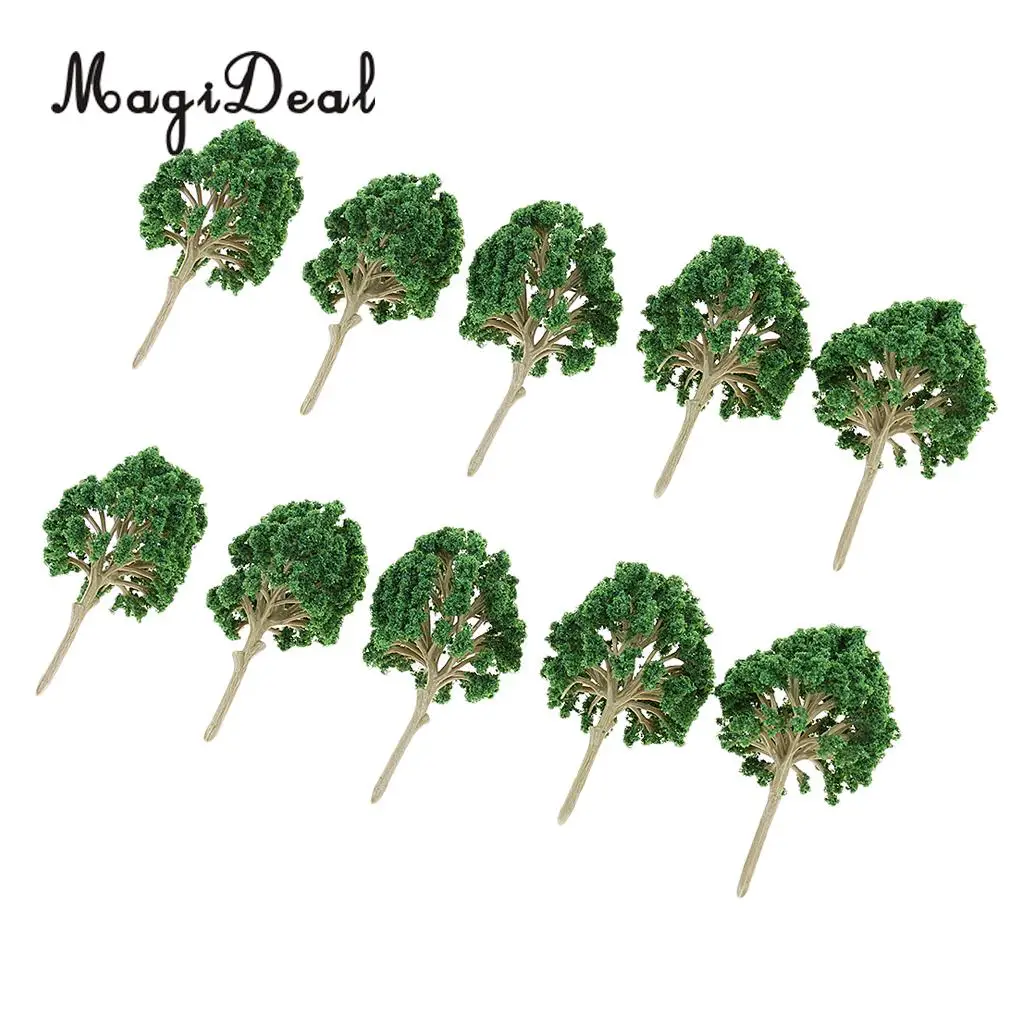 MagiDeal 10Pcs Sand Table Model Building Scale Tree Plant Miniature for Tailway Tailroad Train Track Park Garden Scenery Toys