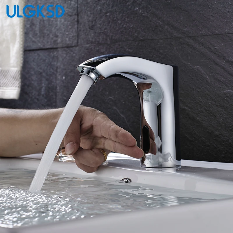 

ULGKSD basin faucet Automatic Hand Touch Tap Hot Cold Free Sensor Faucets Mixer Battery Power Bathroom tap