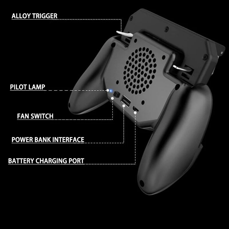 Mpow SR Gaming PUBG Controller Gamepad Mobile Trigger with 2000mAh Large Power Bank & Cooling Fan L1R1 Shooter Joystick Game Pad