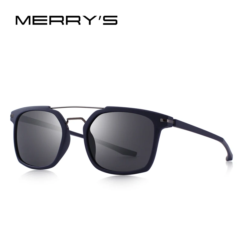 Merry's Дизайнерские мужские классические квадратные поляризованные солнцезащитные очки, легкая оправа с защитой от ультрафиолета S'8509 - Цвет линз: C02 Blue