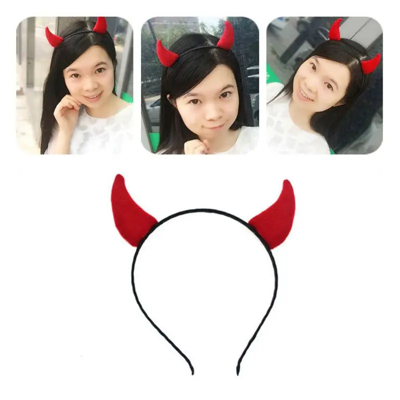 

Adult Children Kids Demon Red Ox Horn Hair Hoop Cloth Wrapped Elastic Headband Halloween Christmas Party Costume Cosplay Headwea