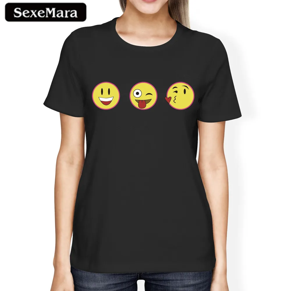 

SexeMara Emoticons T-Shirt covered in iOS smiley faces 3d funny t shirt summer fashion tops tee Free Shipping