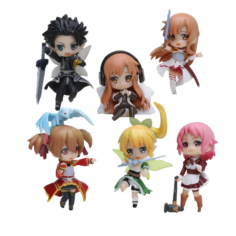 

6pcs/set Sword Art Online Figure Kirigaya Kazuto Yuuki Asuna PVC Action Collection Model Figure Toys Sword Art Online Gifts Toys