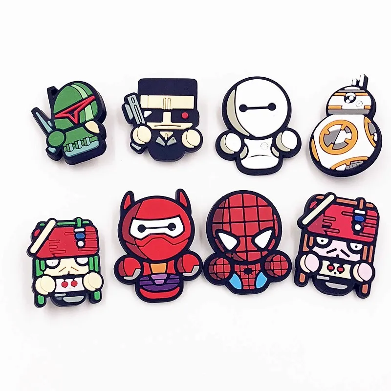 

1PCS Spider man Pirate Robot R2D2 character Hero cartoon PVC badges Pins brooch safety anime badges scarf shoes hat pins