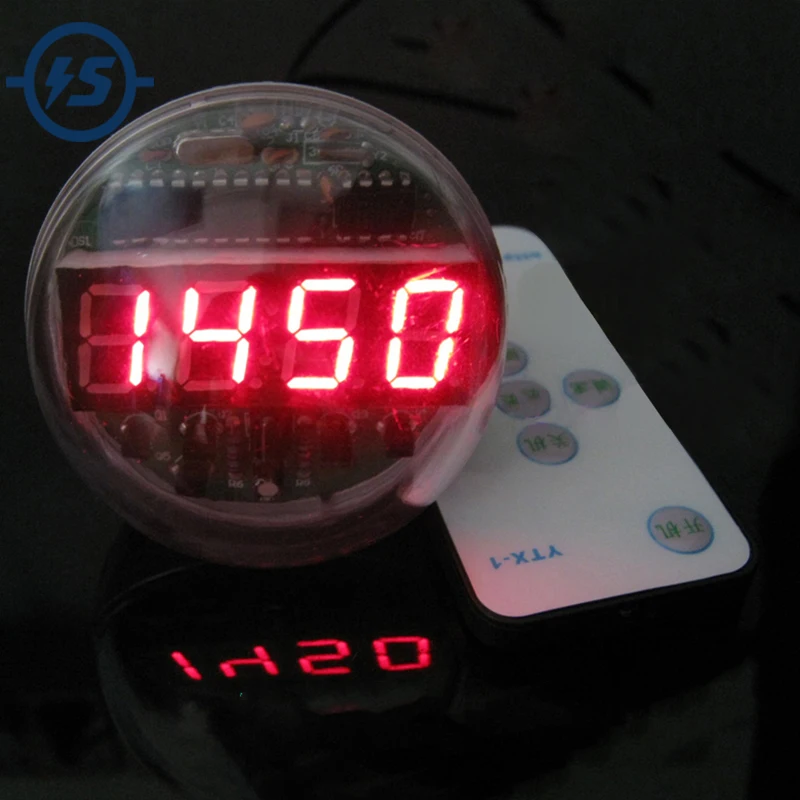 

DIY Memory 5-way Alarm Clock Kit Lamp Bulb Shape LED Time Screen Display Electronic Circuit Suit + Remote Control