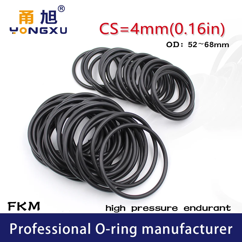 

1PCRubber Ring Black FKM O-ring Seal CS4mm OD52/55/58/60/62/65/68mm ORing Seal Gasket Oil Sealing Washer