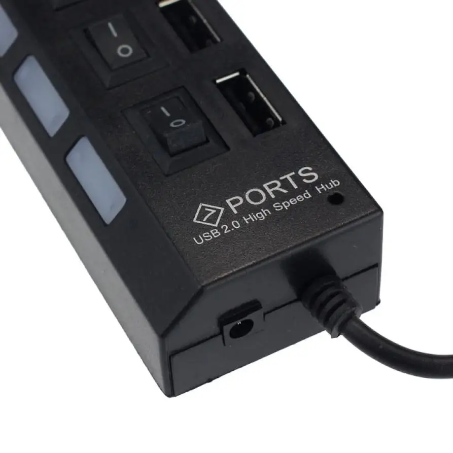 Высокоскоростной черно-белый 7 портов светодиодный USB 2,0 адаптер концентратор выключатель питания вкл/выкл Usb кабель Компьютерные аксессуары для ПК ноутбука