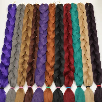 

MERISI HAIR 82 inch Synthetic Braiding Hair one peice 165g Crochet Jumbo Braids Hair Extensions 29 Colors Available