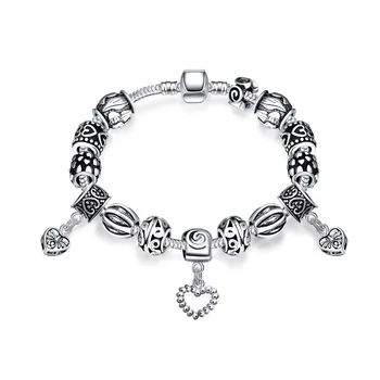 1Pcs New Starfish Beads Fashion Snake Chain Bracelet Charms Heart Dangles Bracelet Mix Design Charms Women Bracelet Wholesale