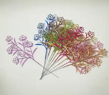 

20pcs 37cm Glitter Powder Plum blossom Leaf Branch Flower Arrangement For Wedding Christmas Party Tree Venun Hanging Decoration