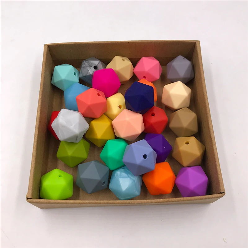 Разноцветные полиугольные бусины Icosahedral из пищевого силикона без бисфенола А 17