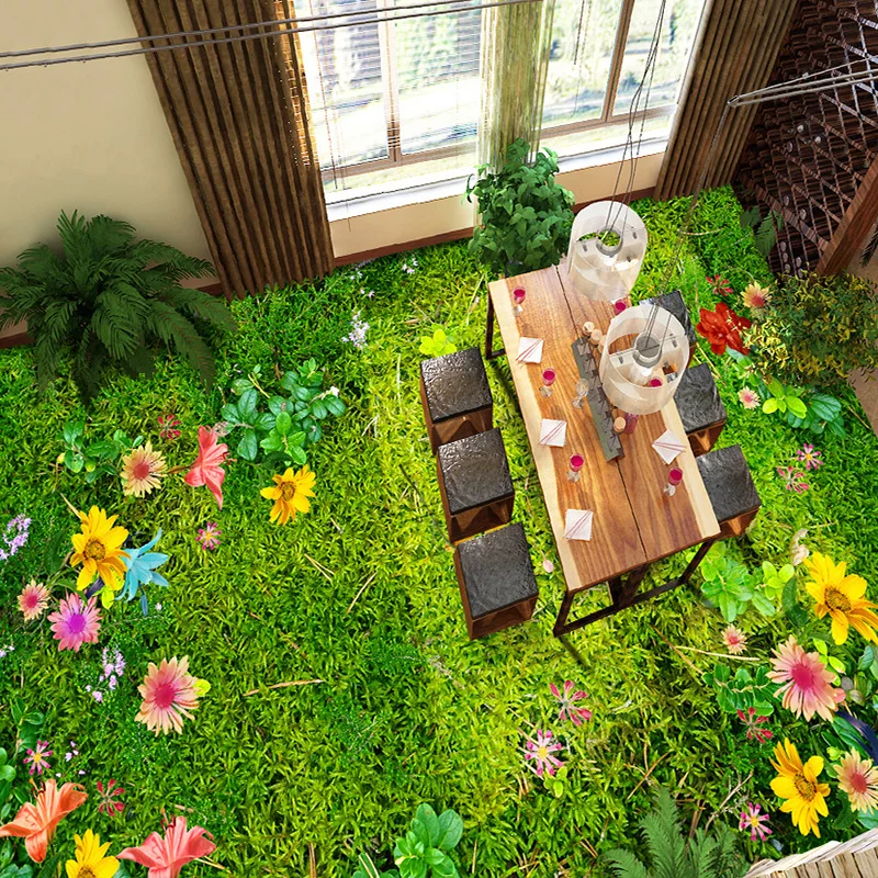 Custom 3D Floor Murals Flowers Grass Lawn Living Room Bedroom Balcony Waterproof Self-adhesive Floor Decor Mural PVC Wallpaper Custom 3D Floor Murals Flowers Grass Lawn Living Room Bedroom Balcony Waterproof Self-adhesive Floor Decor Mural PVC Wallpaper