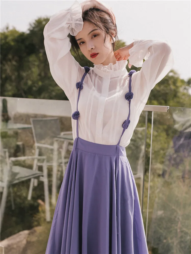 Ubei New French vintage skirt set white shirt nifty two-piece sets minority suits women fashion Ubei New French vintage skirt set white shirt nifty two-piece sets minority suits women fashion